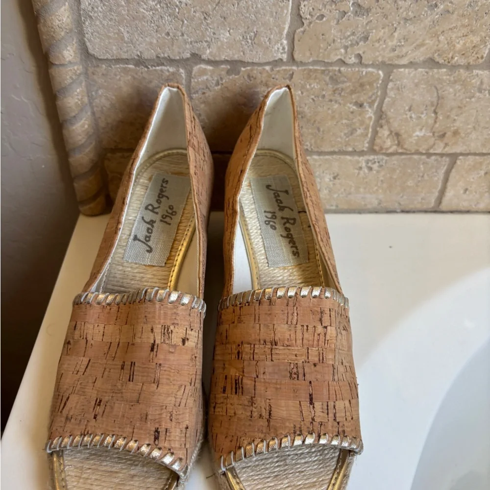 Jack Rogers Cork Espadrilles with Gold Accents Women’s Sz 11M Beach Vacation - Picture 5 of 6